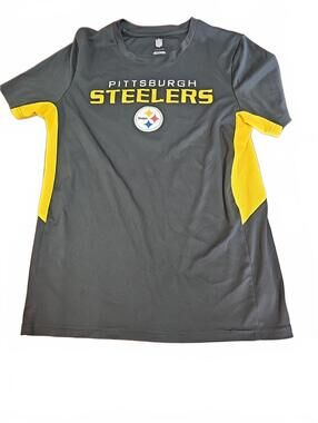 Pittsburgh Steelers NFL Boys' Black Logo T-Shirt Size L (14-16) Can Fit Womens S